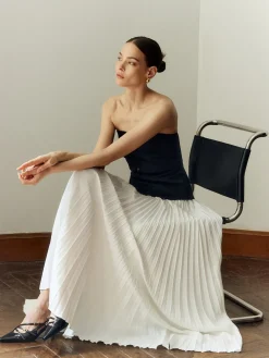 Off Shoulder Pleated Long Dress