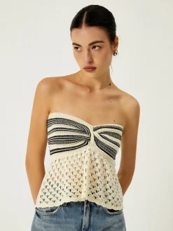 Off-Shoulder Crochet Knit Top