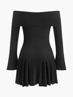 Off-Shoulder Flowy Knit Dress