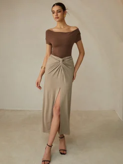 Off-Shoulder Pleated Blouse