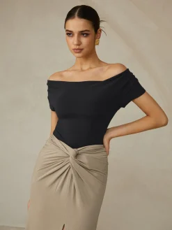 Off-Shoulder Pleated Blouse