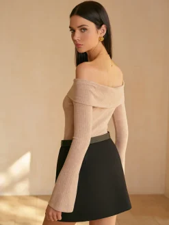 Off-Shoulder Ribbed Slim Top