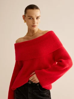 Off-Shoulder Ribbed Sweater