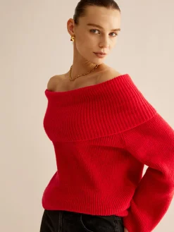 Off-Shoulder Ribbed Sweater