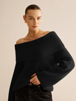 Off-Shoulder Ribbed Sweater