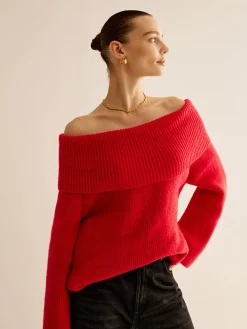 Off-Shoulder Ribbed Sweater