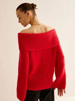 Off-Shoulder Ribbed Sweater