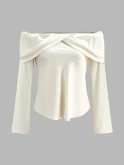 Off-Shoulder Satin Blouse