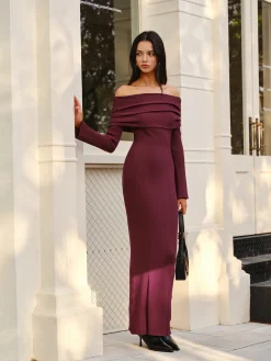 Off-Shoulder Sweater Skinny Dress