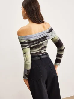 Off-Shoulder Tye Dye Printed Blouse