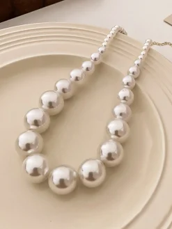 Off-White Acrylic Bead Necklace