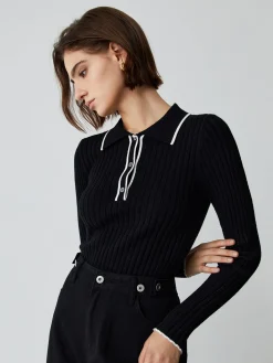 Old Money Aesthetics Polo Knit Top