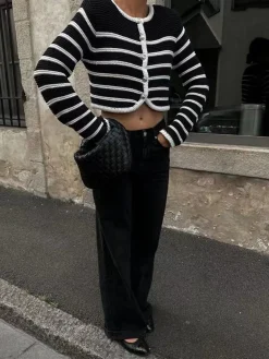 Old Money Aesthetics Stripe Cardigan