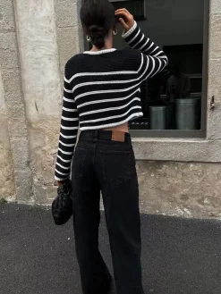 Old Money Aesthetics Stripe Cardigan