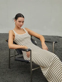 Old Money Aesthetics Stripe Long Knit Dress