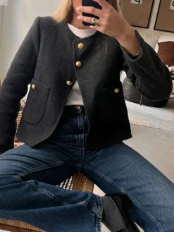 Old Money Aesthetics Tweed Blazer
