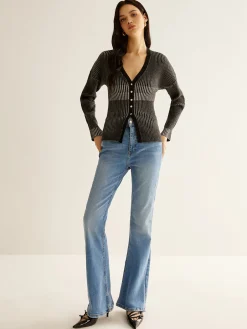Ombre Button Slim Cardigan