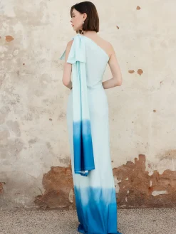 Ombre One Shoulder Long Dress