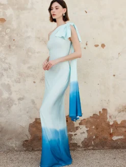 Ombre One Shoulder Long Dress