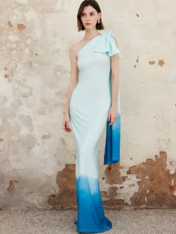Ombre One Shoulder Long Dress