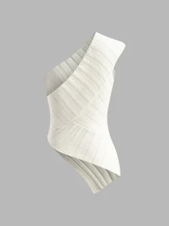 One Shoulder Asymmetrical Ribbed Tank Top