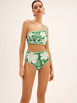 One Shoulder Floral Bikini Set