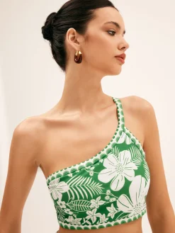 One Shoulder Floral Bikini Set