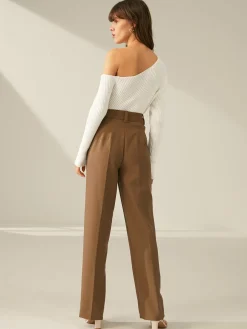 One Shoulder Long Sleeve Ribbed Pullover Sweater