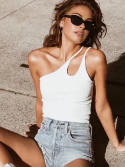 One Shoulder Strappy Crop Top