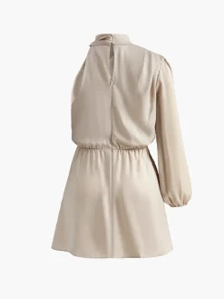 One Sleeve Pleated Draped Dress