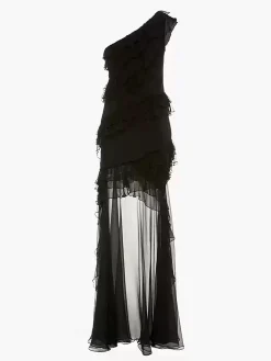 One-Shoulder Chiffon Ruffle Dress