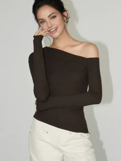 One-Shoulder Skinny Jersey Top