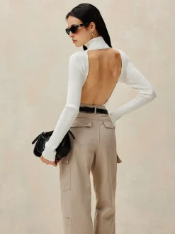 Open Back Knit Pullover Sweater