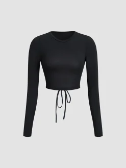 Open Back Long Sleeve Crop Shirt