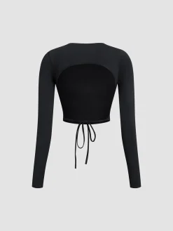Open Back Long Sleeve Crop Shirt