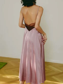Open Back Satin Long Dress