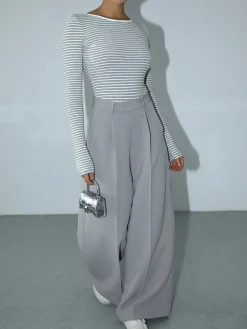 Open Back Stripe Long Sleeve Bodysuit