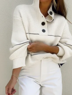 Open Collar Button Up Sweater