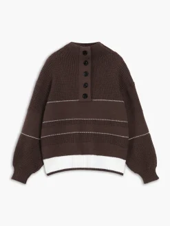 Open Collar Button Up Sweater