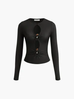 O-Ring Cutout Long Sleeve T-Shirt