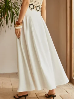Oversized Button Ruched Pockets Skirt