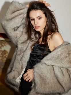 Oversized Collared Faux Fur Coat