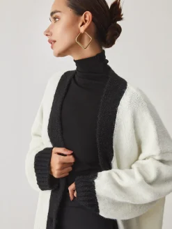 Oversized Contrast Trim Cardigan
