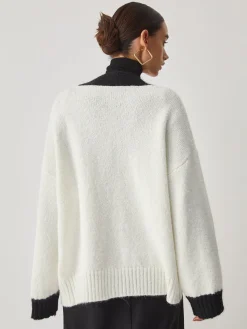 Oversized Contrast Trim Cardigan