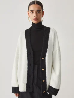 Oversized Contrast Trim Cardigan