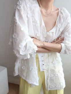 Oversized Embroidered Floral Shirt