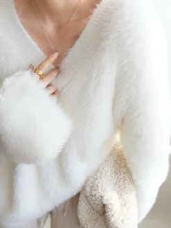 Oversized Fuzzy V-neck Sweater