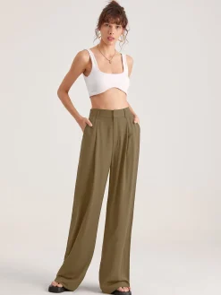 Oversized High Waisted Pleat Front Trousers