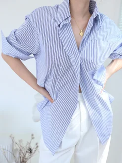 Oversized Pinstripe Button Down Shirt