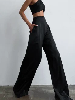 Oversized Satin Wide Leg Dress Pants